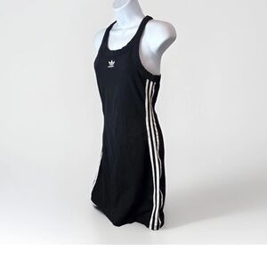 Adidas Women’s Small Original 3 Stripe Tank Dress Black White Sport Dress